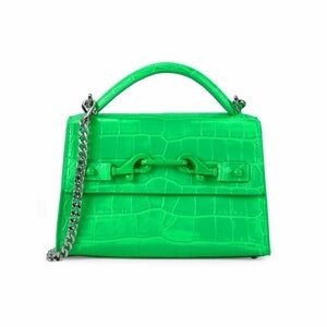 🍀🍀🍀 REBECCA MINKOFF Lou Croc Embossed Leather Top Handle Bag